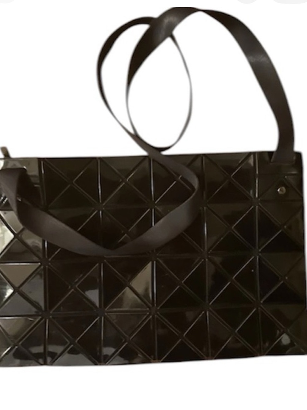 Authentic Bao Bao Issey Miyake Black Glossy Messenger Bag PVC Seriel#7574020213